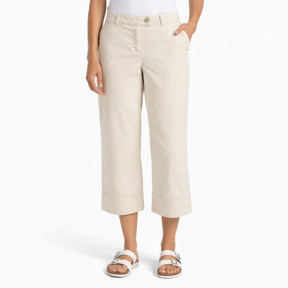 Loft Wide Leg Cropped Capri Pants Beige Size 12